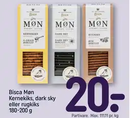 REMA 1000 Bisca Møn Kernekiks, dark sky eller rugkiks 180-200 g tilbud