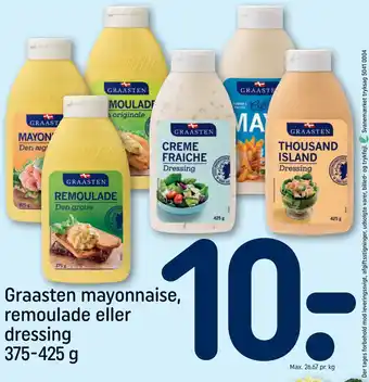 REMA 1000 Graasten mayonnaise, remoulade eller dressing 375-425 g tilbud