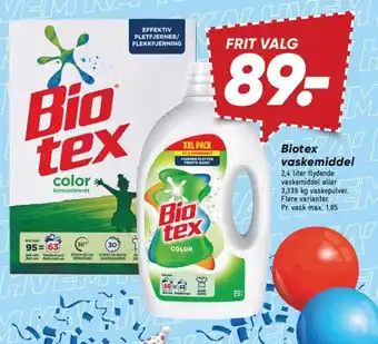 Bilka BIOTEX vaskemiddel tilbud