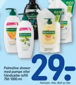 REMA 1000 Palmolive shower med pumpe eller håndsæbe refill tilbud