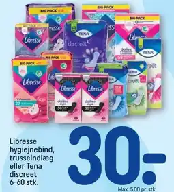 REMA 1000 Libresse hygiejnebind, trusseindlæg eller Tena discreet tilbud