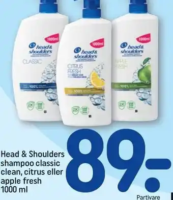 REMA 1000 Head & Shoulders shampoo classic clean, citrus eller apple fresh tilbud