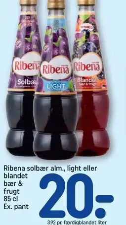 REMA 1000 Ribena solbær alm., light eller blandet bær & frugt tilbud