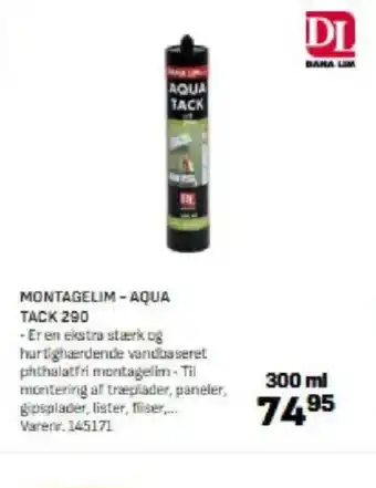 Bygma MONTAGELIM - Aqua tack 290 tilbud