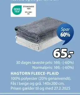 JYSK HAGTORN FLEECE-PLAID tilbud