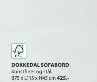 JYSK DOKKEDAL SOFABORD Kunstfiner og stål. tilbud