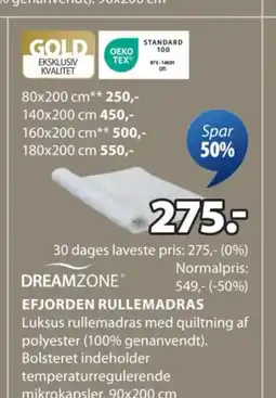 JYSK DREAMZONE EFJORDEN RULLEMADRAS tilbud