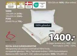 JYSK ROYAL GOLD GÅSEDUNSDYNE tilbud