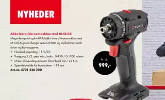 Würth Akku bore-/skruemaskine med M-CLICK tilbud