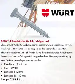 Würth ASSY® 4 Combi Nordic C4, fuldgevind tilbud