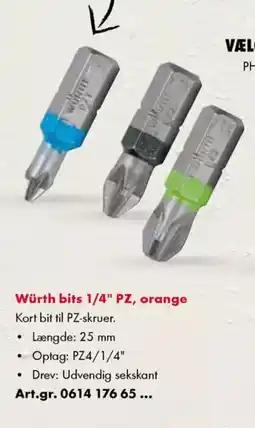 Würth Würth bits 1/4" PZ, orange tilbud