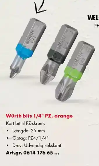 Würth Würth bits 1/4" PZ, orange tilbud