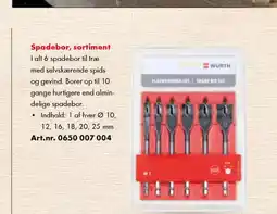 Würth Spadebor, sortiment tilbud