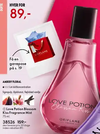 Oriflame 1 Love Potion Blossom Kiss Fragrance Mist tilbud