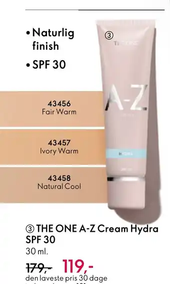 Oriflame ③THE ONE A-Z Cream Hydra SPF 30 tilbud