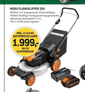 XL-BYG Worx plæneklipper 20v tilbud