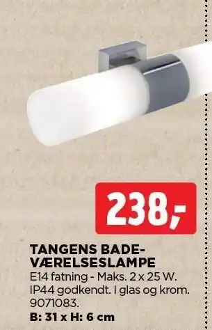 jem & fix TANGENS BADEVÆRELSESLAMPE tilbud