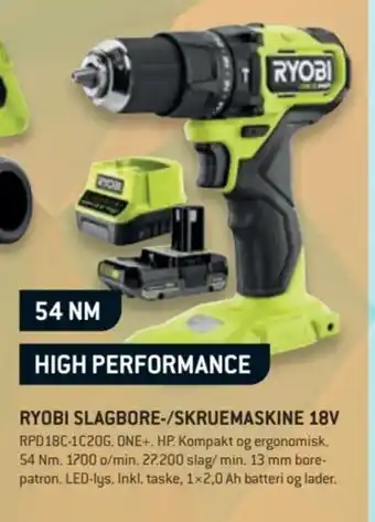 XL-BYG RYOBI Slagbore-/skruemaskine 18V tilbud