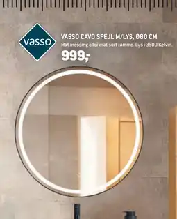 XL-BYG VASSO CAVO SPEJL M/LYS, Ø80 CM tilbud