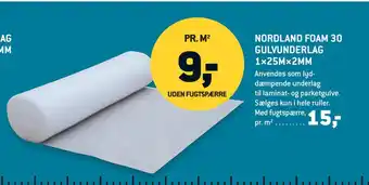 XL-BYG NORDLAND FOAM 30 GULVUNDERLAG 1 × 25M × 2MM tilbud