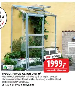 jem & fix VÆGDRIVHUS ALTAN 0,91 M² tilbud