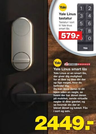 Bauhaus Yale Linus smart lås tilbud
