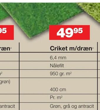 Bauhaus Criket m/dræn tilbud