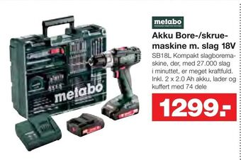 Bauhaus Akku Bore-/skruemaskine m. slag 18V tilbud
