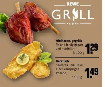 REWE Minihaxen, gegrillt fix und fertig gegart und mariniert, tilbud