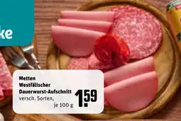 REWE Metten Westfälischer Dauerwurst-Aufschnitt versch. Sorten, tilbud