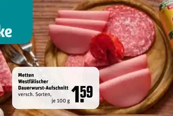 REWE Metten Westfälischer Dauerwurst-Aufschnitt versch. Sorten, tilbud