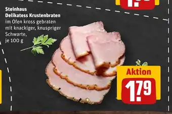 REWE Steinhaus Delikatess Krustenbraten im Ofen kross gebraten mit knackiger, knuspriger Schwarte, tilbud