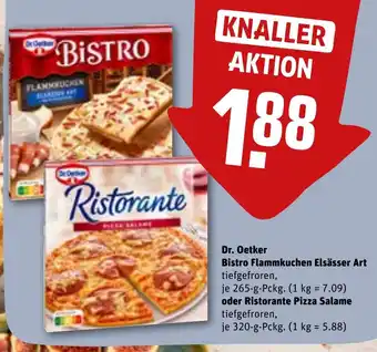 REWE Dr. Oetker Bistro Flammkuchen Elsässer Art tiefgefroren, tilbud