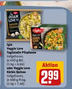 REWE Iglo Veggie Love Tagliatelle Pilzpfanne tilbud