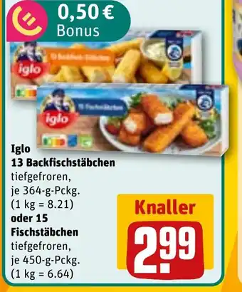 REWE iglo 13 Backfischstäbchen tilbud