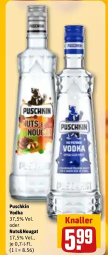 REWE Puschkin Vodka 37,5% Vol. oder tilbud