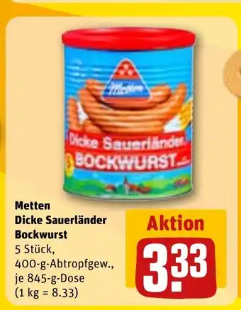 REWE Metten Dicke Sauerlander BOCKWURST tilbud