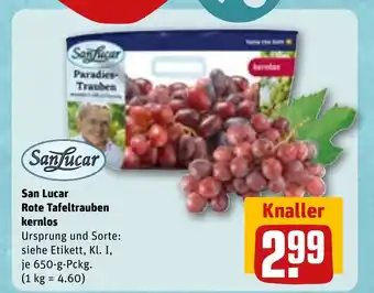 REWE San Lucar Rote Tafeltrauben kernlos tilbud