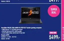 Elgiganten Acer Nitro V15 R5-7HS/4050/16/51215,6" bærbar gaming-computer tilbud