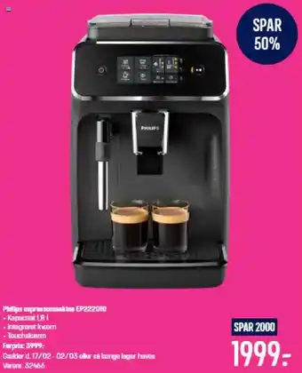 Elgiganten Philips espressomaskine EP222010 tilbud