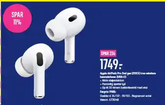 Elgiganten Apple AirPods Pro 2nd gen (2023) true wireless høretelefoner (USB-C) tilbud