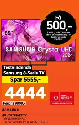 Power SAMSUNG 4K HDR SMART TV TU65DU8505KXX tilbud