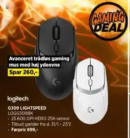 Power logitech G309 LIGHTSPEED LOGG309BK tilbud