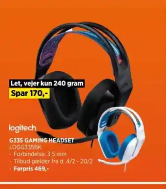 Power G335 GAMING HEADSET LOGG335BK tilbud