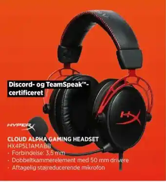 Power CLOUD ALPHA GAMING HEADSET HX4P5L1AMABB tilbud