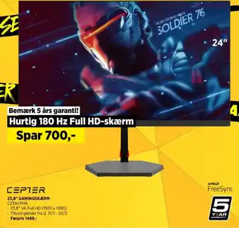 Power CEPTER 23,8″ GAMINGSKÆRM C23ALPHA tilbud