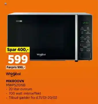 Power Whirlpool MIKROOVN MWPS201SB tilbud