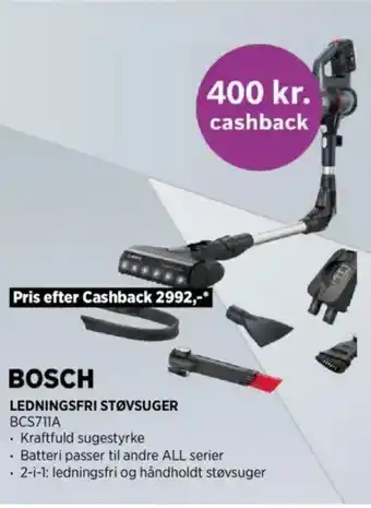 Power Bosch ledningsfri støvsuger bcs711a tilbud