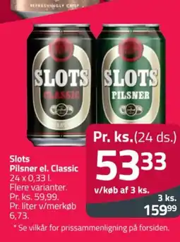 Fleggaard Slots Pilsner el. Classic tilbud