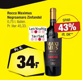 Calle Rocca Maximus Negroamaro Zinfandel tilbud